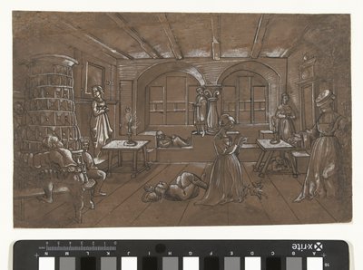 Intérieur où huit enfants jouent à colin-maillard - Wolfgang Huber (school of)