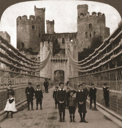 Conway, Pays de Galles, château et pont médiévaux, 1901 - Works and Sun Sculpture Studios