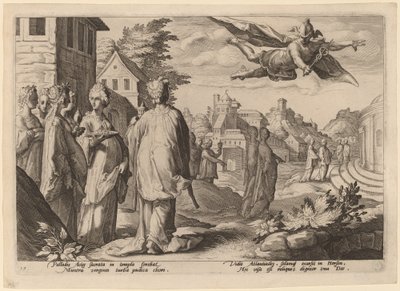 Mercure tombant amoureux de Hersé - Workshop of Hendrick Goltizus, after Hendrick Goltzius