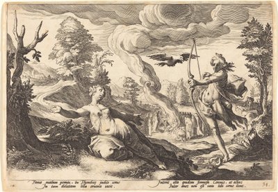 Apollon tuant Coronis - Workshop of Hendrick Goltzius, after Hendrick Goltzius