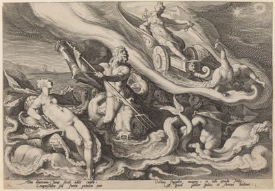 Junon se plaignant à Océan et Téthys de Callisto - Workshop of Hendrick Goltzius, after Hendrick Goltzius