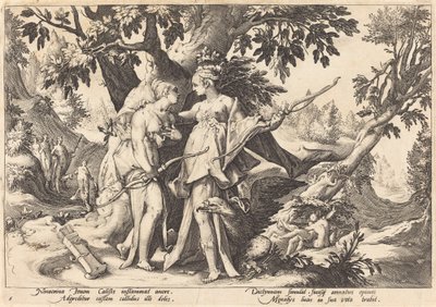 Jupiter déguisé en Diane séduit Callisto - Workshop of Hendrick Goltzius, after Hendrick Goltzius
