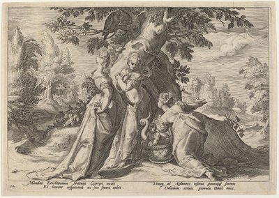 Les filles de Cécrops ouvrent le coffre confié par Minerve - Workshop of Hendrick Goltzius, after Hendrick Goltzius