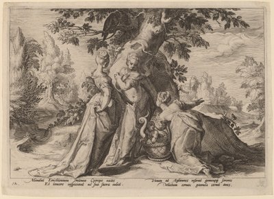Les Filles de Cécrops ouvrent le coffre confié par Minerve - Workshop of Hendrick Goltzius, after Hendrick Goltzius