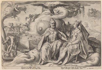 La dispute entre Jupiter et Junon - Workshop of Hendrick Goltzius, after Hendrick Goltzius