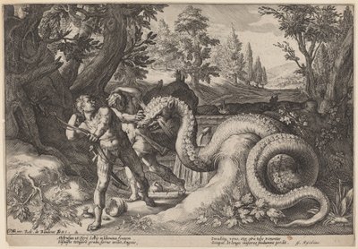 Le dragon dévorant les compagnons de Cadmus - Workshop of Hendrick Goltzius, after Hendrick Goltzius