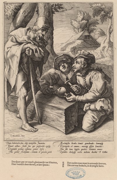 Ne dépensez pas vos économies trop tôt - Workshop of Hendrick Goltzius, after Karel van Mander I