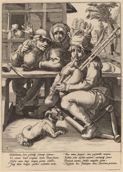 La cornemuse doit être remplie - Workshop of Hendrick Goltzius, after Karel van Mander I