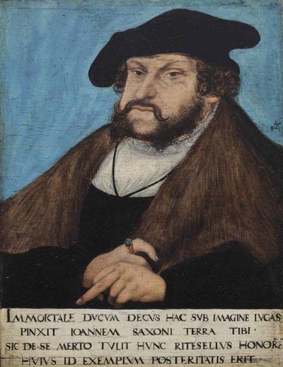 French : Portrait de Jean le Constant, prince-électeur de Saxe Portrait of John the Steadafast, Elector of Saxony, Prince-Elector of Saxony - workshop of Lucas Cranach the Elder
