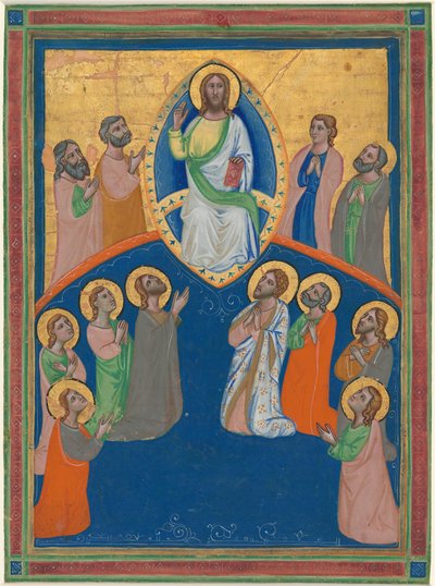 Christ en majesté avec douze apôtres - Workshop of Pacino di Bonaguida