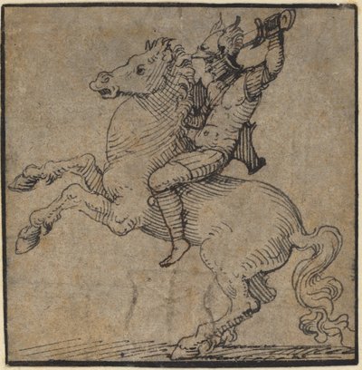 Guerrier en armure de la Renaissance sur un cheval cabré - Workshop of Peter Vischer the Younger
