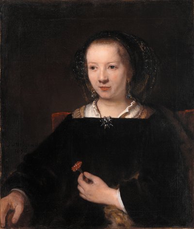 Jeune femme avec un œillet - Workshop of Rembrandt van Rijn