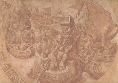 La Bataille navale dans le golfe du Morbihan, 16ème siècle - Workshop of Taddeo Zuccaro.