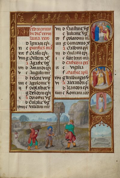 Travail dans un vignoble; Signe zodiacal des Poissons - Workshop of the Master of James IV of Scotland