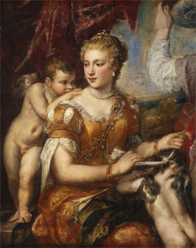 Vénus bandant les yeux de Cupidon - Workshop or Follower of Titian
