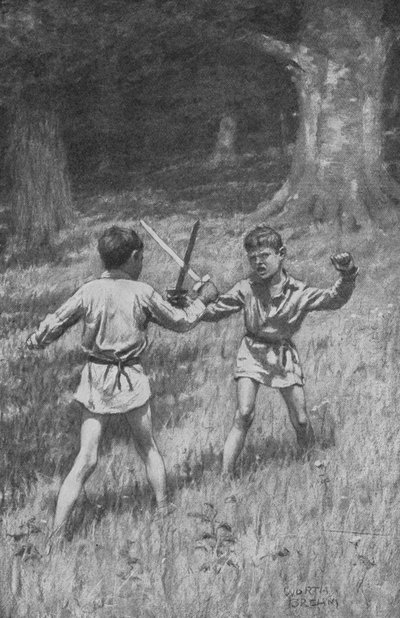 Robin des Bois et Guy de Guisborne (lithographie) - Worth Brehm