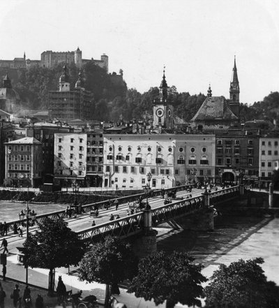 Pont sur la Salzach, Salzbourg, Autriche, vers 1900 - Wurthle and Sons