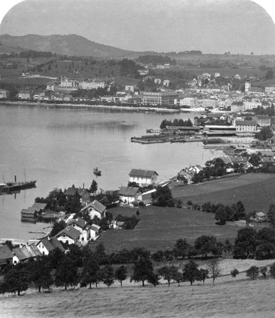 Le front de lac à Gmunden, Salzkammergut, Autriche, c1900s - Wurthle and Sons