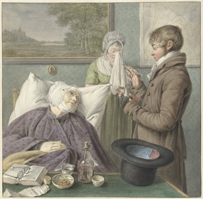 Médecin visitant une vieille femme malade au lit - Wybrand Hendriks (attributed to)