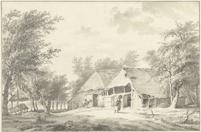 Paysage avec ferme et femme avec panier - Wybrand Hendriks