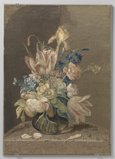 Tableau de soie brodée multicolore - Wynant Haelwegh