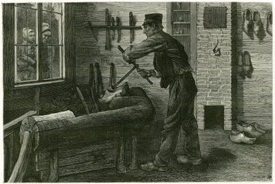 Le saboteur de Terneuzen, a son établi, agrandit et creuse le bois à l