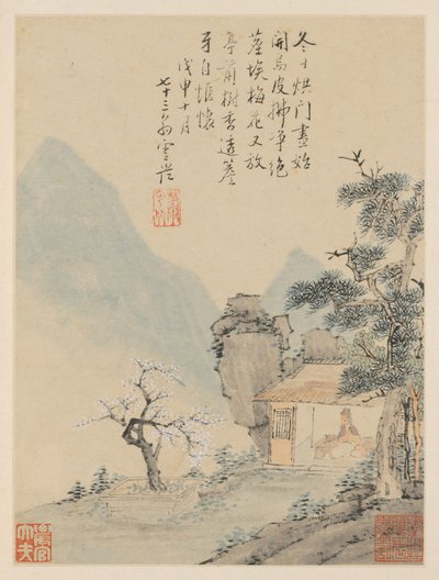 Album de paysages saisonniers, feuille H feuille précédente 8, 1668 - Xiao Yuncong