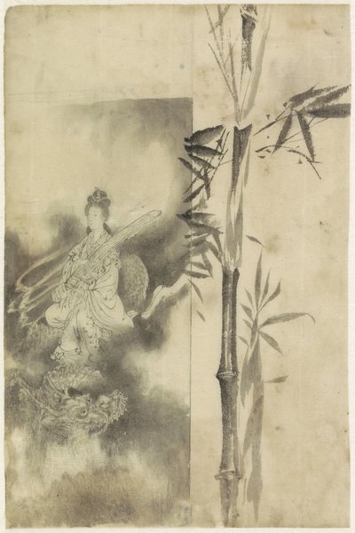 Déesse trônant sur un dragon et une tige de bambou - Yamamoto Shinryo Baiitsu