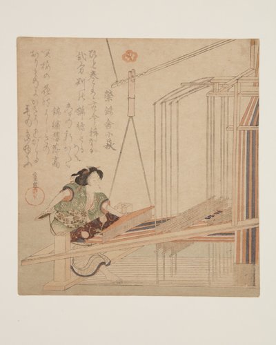 Femme tissant à un métier - Yanagawa Shigenobu