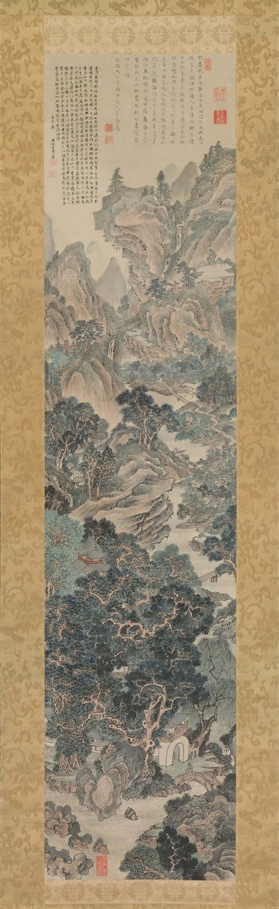 Paysage à la manière bleue et verte, première moitié du XVIIIe siècle - Yanagisawa Kien