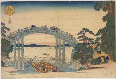Pont en pierre sur la rivière Aji, à Osaka - Yashima Gakutei