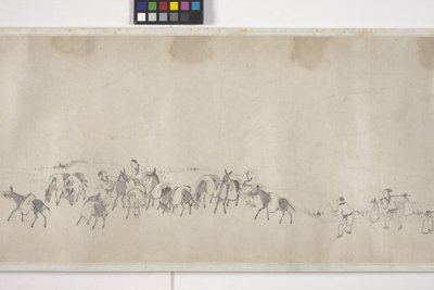 Cent ânes transportant du grain, rouleau à main, vers 1700 - Ye Yin