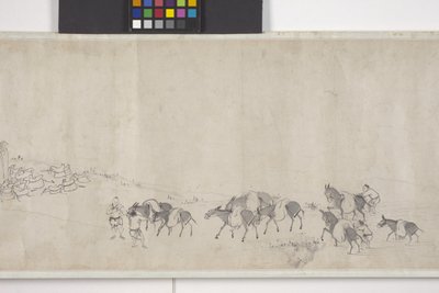 Cent ânes transportant du grain, rouleau à main, vers 1700 - Ye Yin