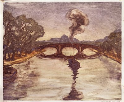 Un bateau sur la Seine, 1914 - Yelisaveta Sergeyevna Kruglikova