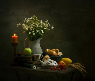 Nature morte rustique à la lueur des bougies - Yinan F.