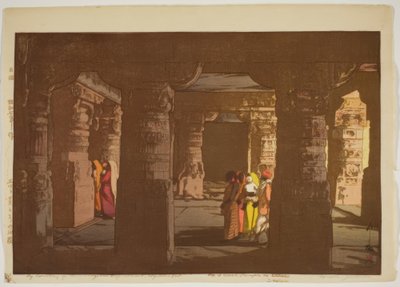Temple de la grotte n° 3 à Ellora (Erora dai sango kutsuin) - Yoshida Hiroshi