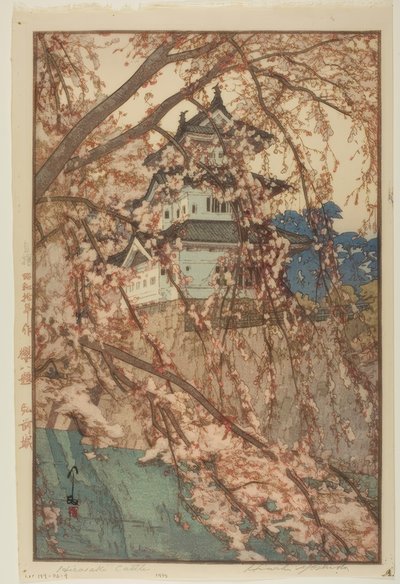 Château de Hirosaki, de la série "Huit vues des cerisiers en fleurs" - Yoshida Hiroshi