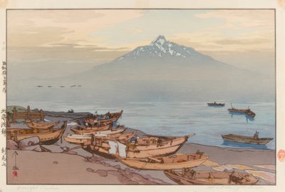 Eaux calmes de la mer du Nord : le mont Rishiri - Yoshida Hiroshi