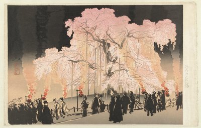 Fleurs de cerisier le soir au parc Maruyama - Yoshikawa Kanpo