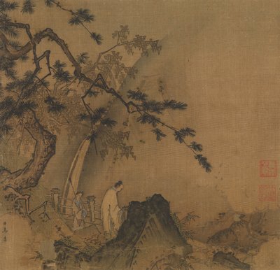 Érudit regardant une cascade, fin 12e-début 13e siècle - Yuan Ma