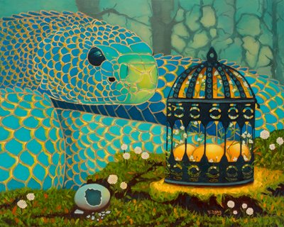 Serpent bleu et œufs lumineux, 2023 - Yue Zeng