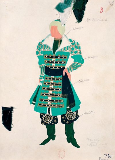 Croquis de costume pour Fedor dans 