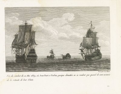 Fin du combat du 22 Mai 1689, ou Jean-Bart et Forbin, quoique démâtés, ne se rendent que quand ils sont assurés de la retraite de leur flotte - Yves Marie Le Gouaz