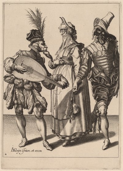 Un couple adressé par un joueur de luth - Zacharias Dolendo after Jacques de Gheyn II