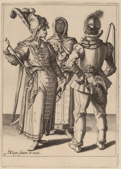Un grand, un paysan et une femme voilée - Zacharias Dolendo after Jacques de Gheyn II