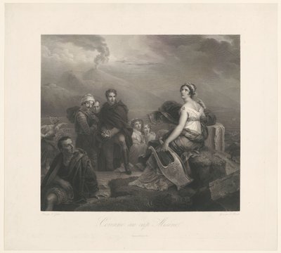Corinne avec une lyre au Cap Miseno - Zachée Prévost