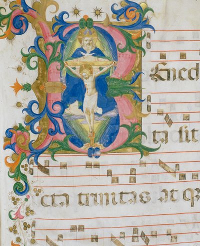 La Trinité, détail miniature du livre de chœur - Zanobi di Benedetto Strozzi