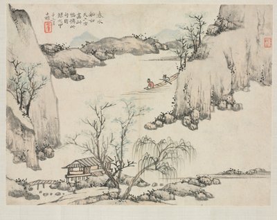 Album de paysages dans divers styles : Navigation en eau de printemps, 1684 - Zha Shibiao