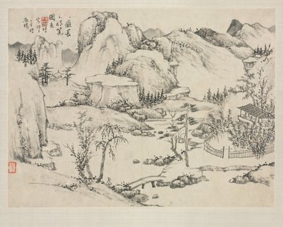 Album de paysages dans divers styles : Paysage du mont Changbai après Huang Gongwang, 1684 - Zha Shibiao