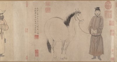 Palefreniers et chevaux - Zhao Mengfu Chao Meng Fu or